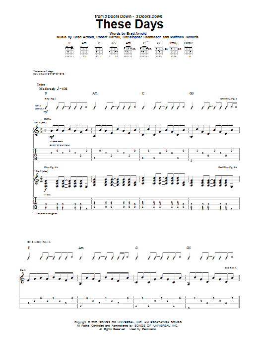 Produktgalerie: Seite 1 von 1 These Days, 3 Doors Down, Gitarre