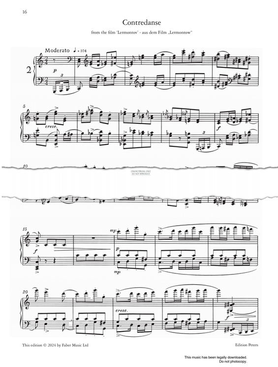 Produktgalerie: Seite 1 von 1 Contredanse (from the film 'Lermontov'), Sergei Prokofiev, Klavier