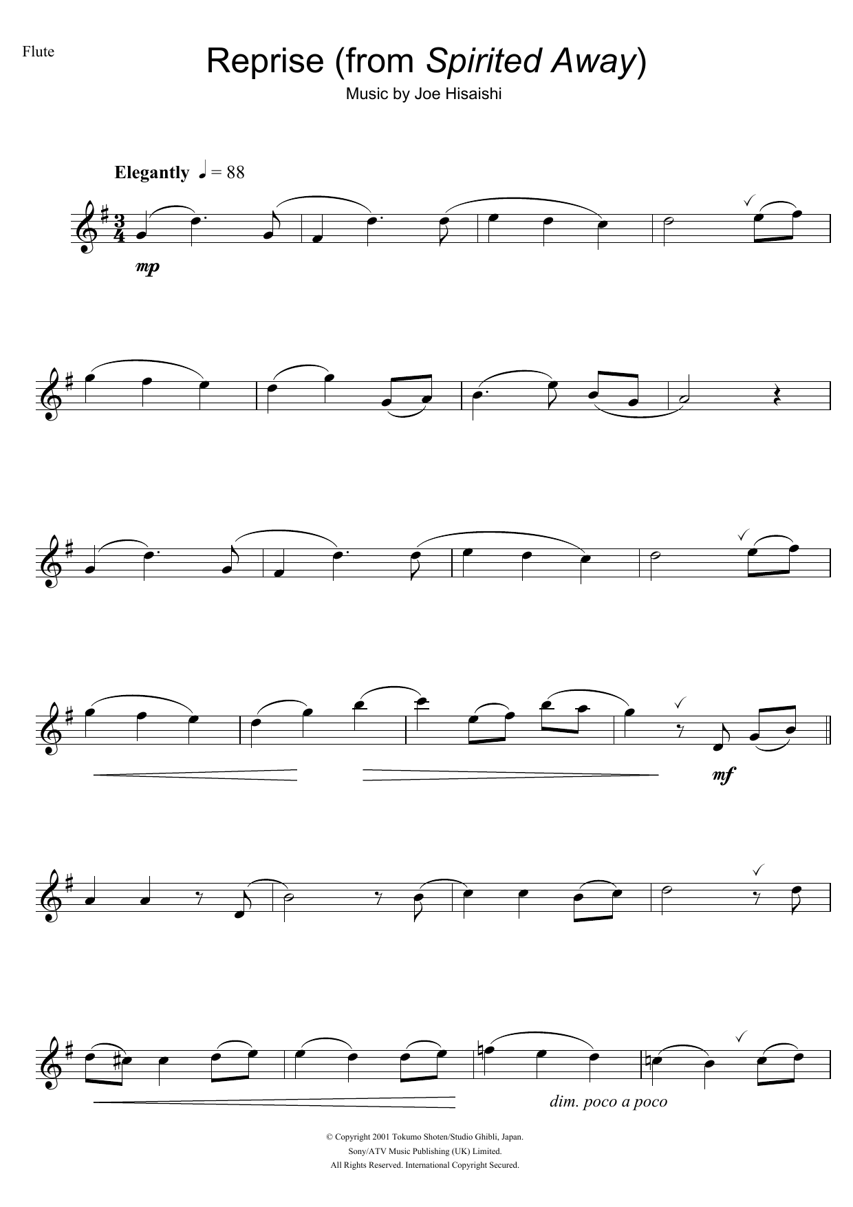 Product gallery: Page 1 of 1 Reprise ... (from Spirited Away), Joe Hisaishi