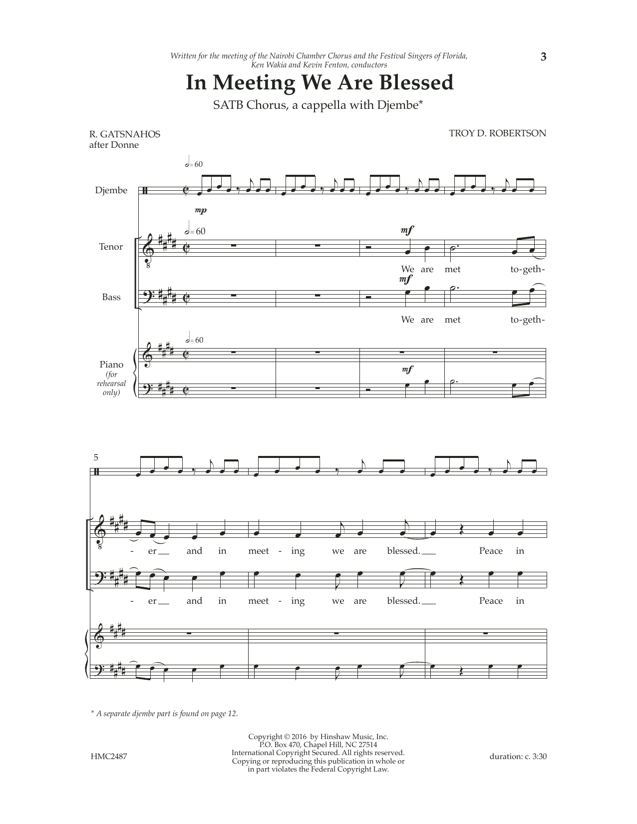 Produktgalerie: Seite 1 von 1 In Meeting We Are Blessed, Troy Robertson, Chor