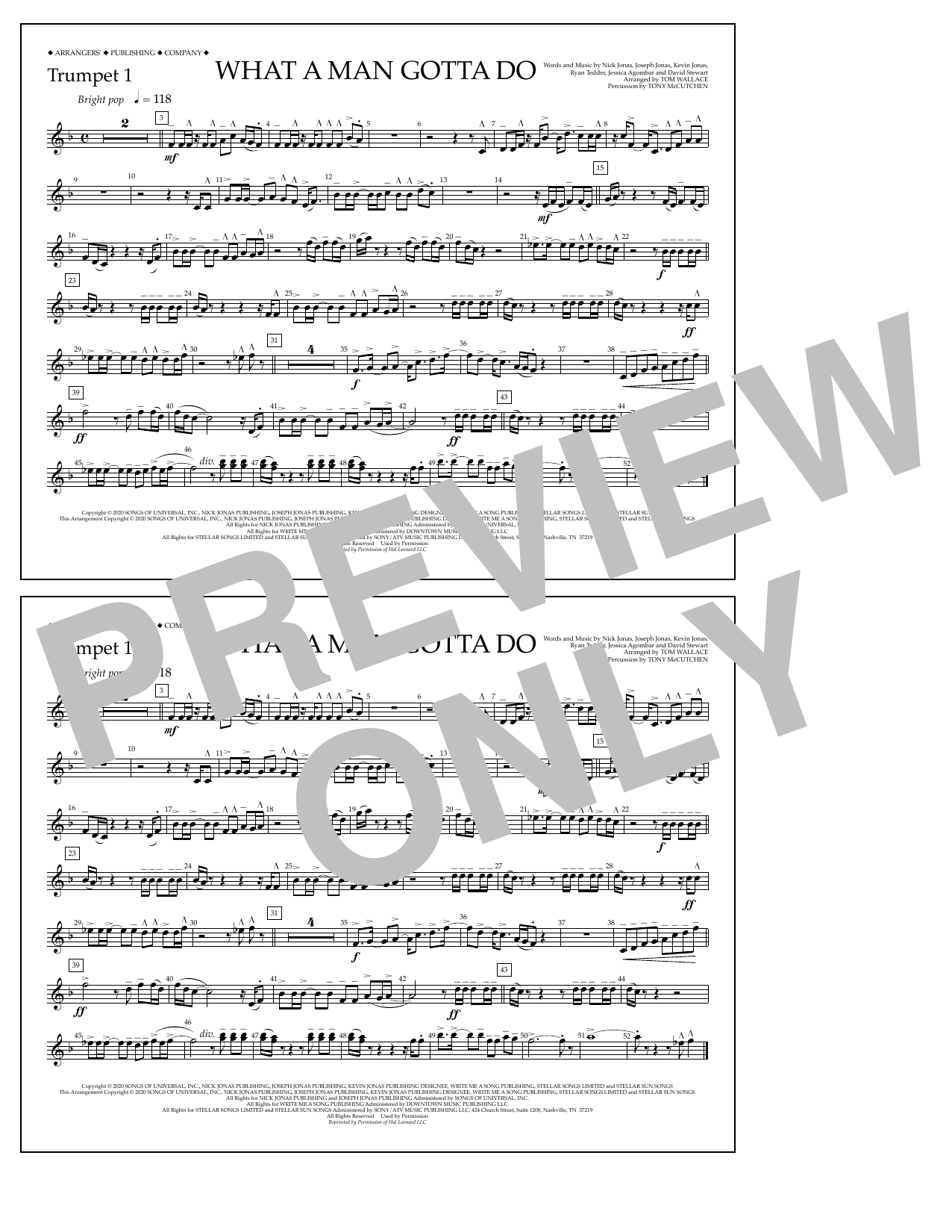 Product picture to: What a Man Gotta Do (arr. Tom Wallace) - Trumpet 1