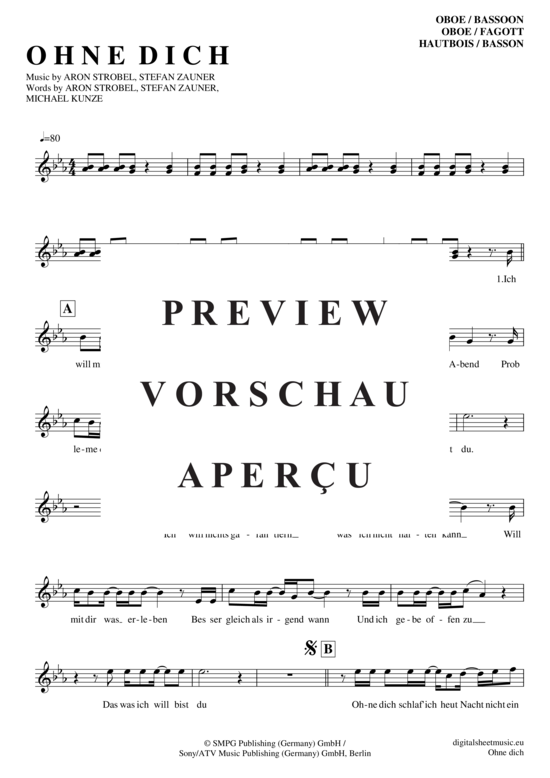 Produktgalerie: Seite 2 von 4 Ohne dich , Münchener Freiheit, (Oboe / Fagott)
