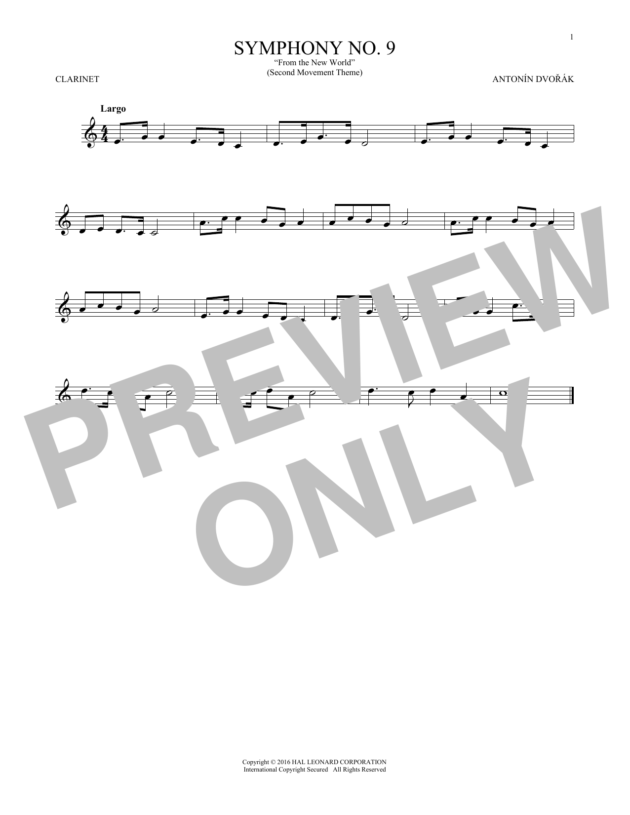 Product gallery: Page 1 of 1 Largo From Symphony No. 9 ("New World"), Antonín Dvorák