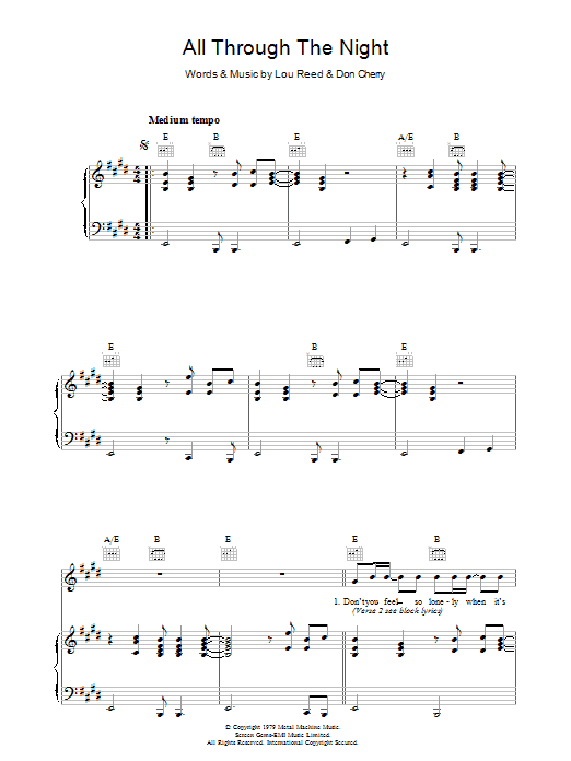 Produktgalerie: Seite 1 von 1 All Through The Night, Lou Reed, Gesang, Gitarre, Klavier