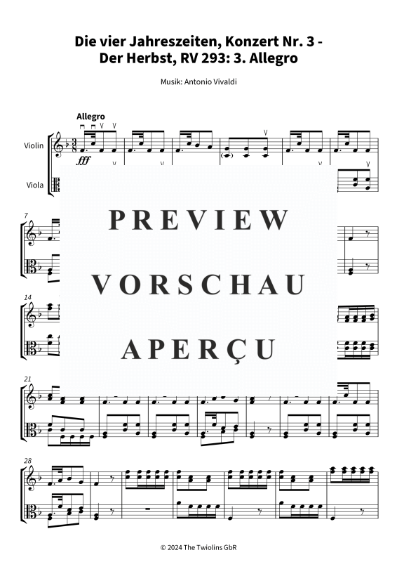 gallery: Die vier Jahreszeiten, Konzert Nr. 3 - Der Herbst - 3. Allegro, The Twiolins, (Duett Violine + Viola)