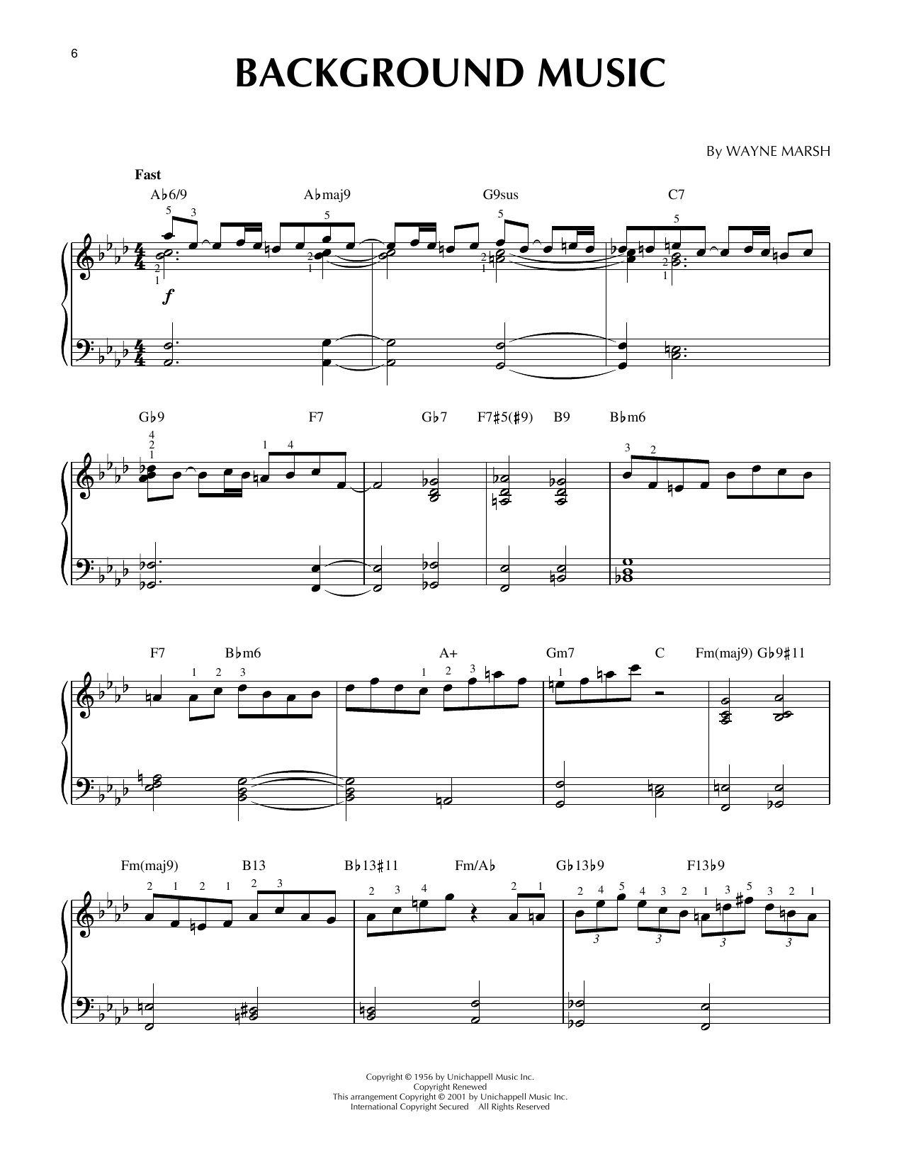 Produktgalerie: Seite 1 von 1 Background Music (arr. Brent Edstrom & Jim Sodke), Wayne Marsh, Klavier