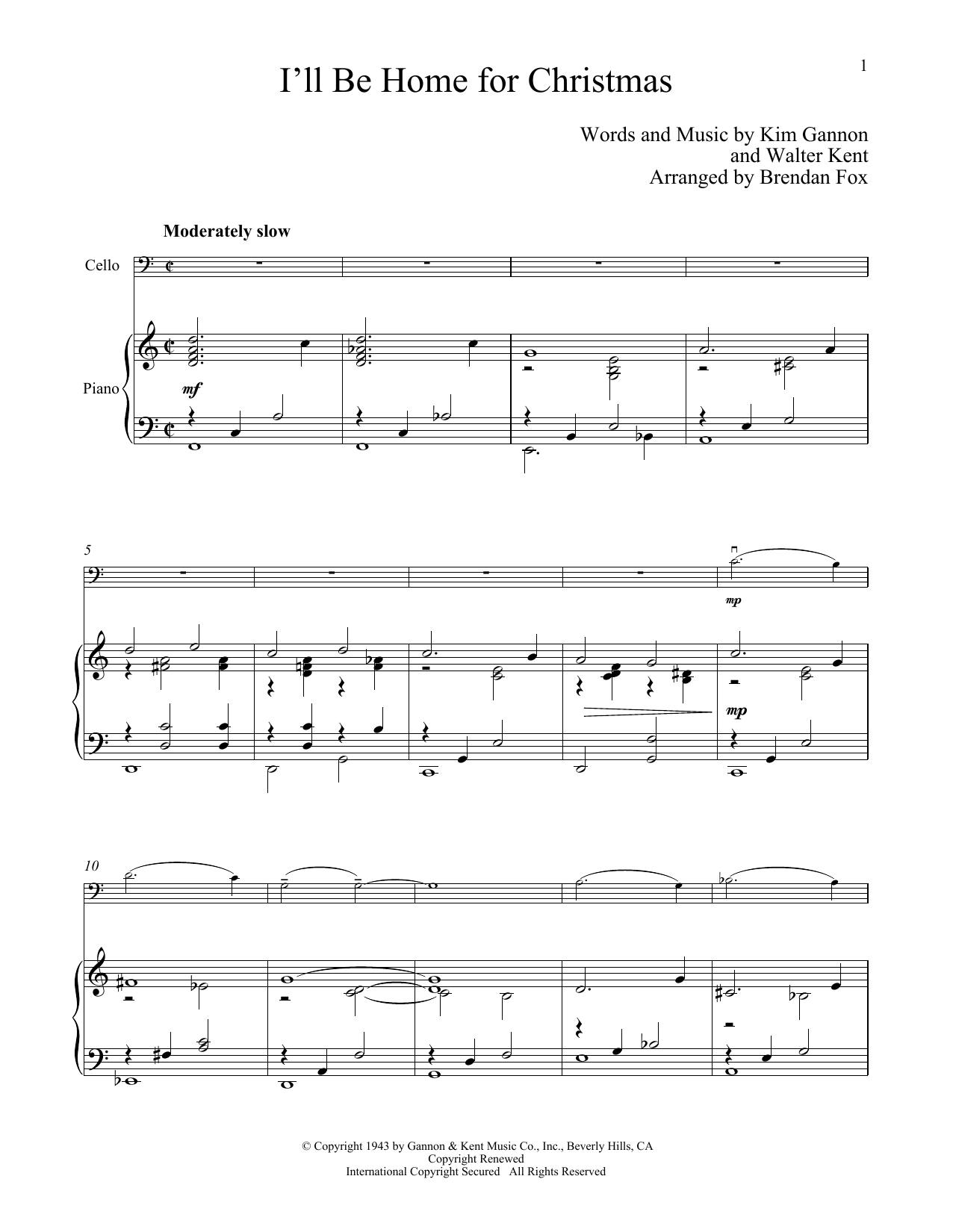 Produktgalerie: Seite 1 von 1 I'll Be Home For Christmas, Kim Gannon, Klavier, Violoncello