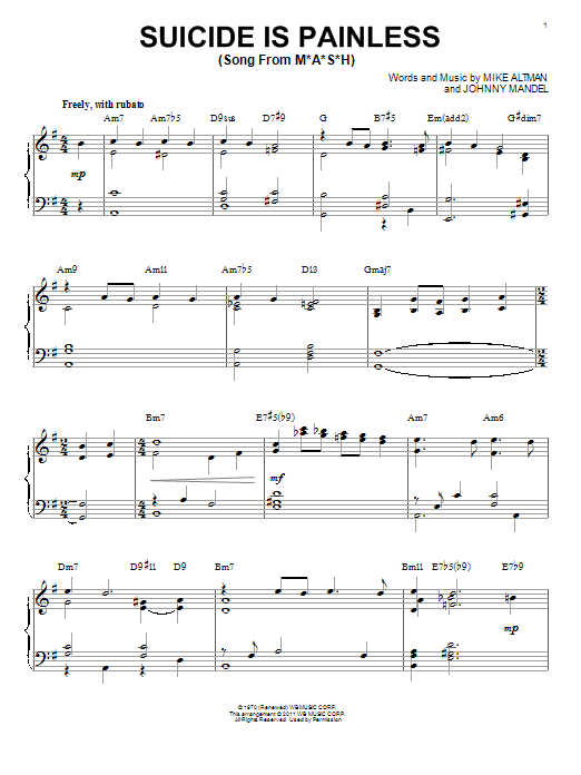 Product gallery: Page 1 of 1 Song From M*A*S*H (Suicide Is Painless) [Jazz version] (arr. Brent Edstrom), Bill Evans
