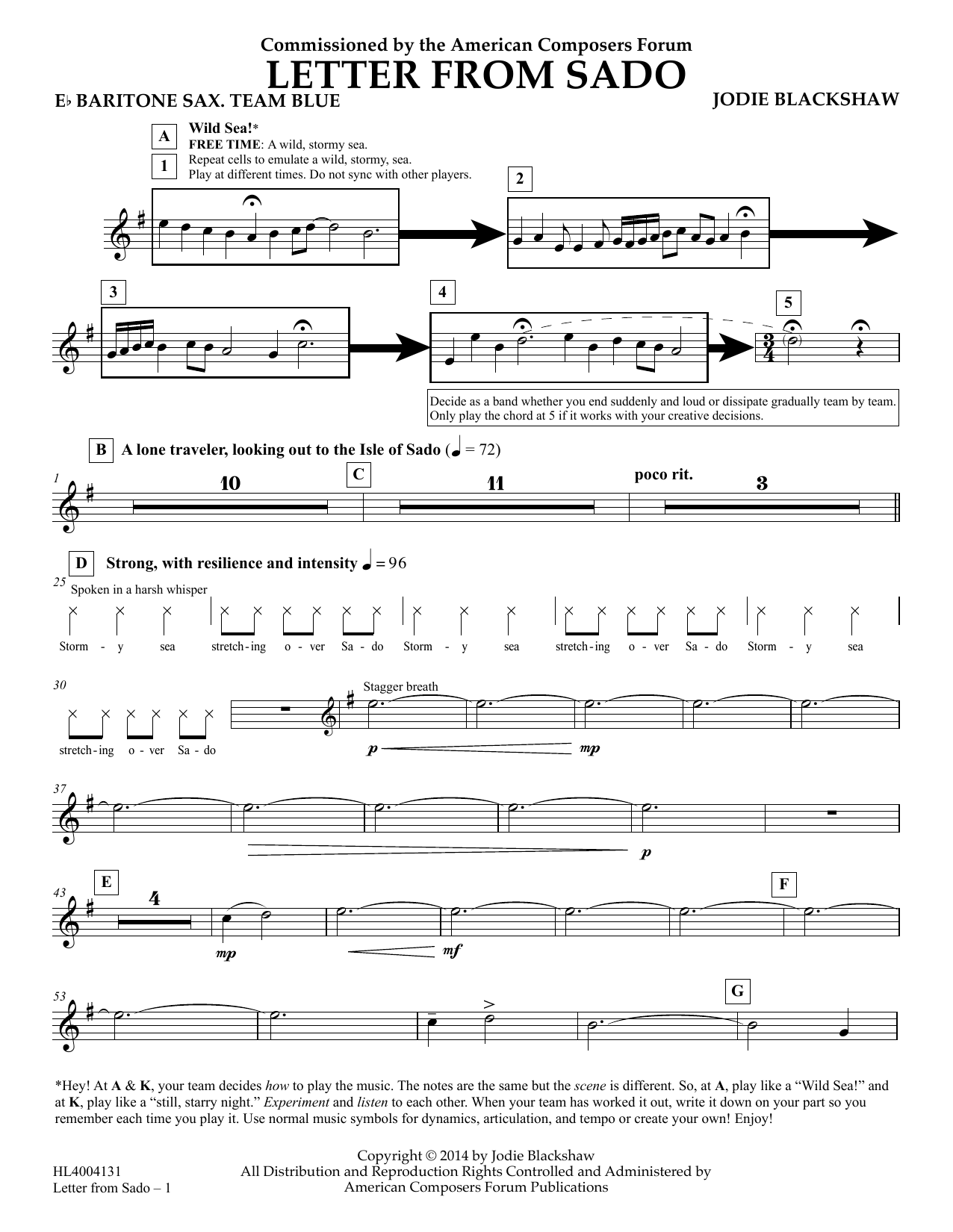 Product picture to: Letter from Sado - Eb Baritone Sax Team Blue