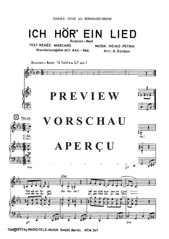 Produktgalerie: Seite 4 von 5 Ich hör ein Lied, Brink, 	Bernhard, Klavier und Gesang