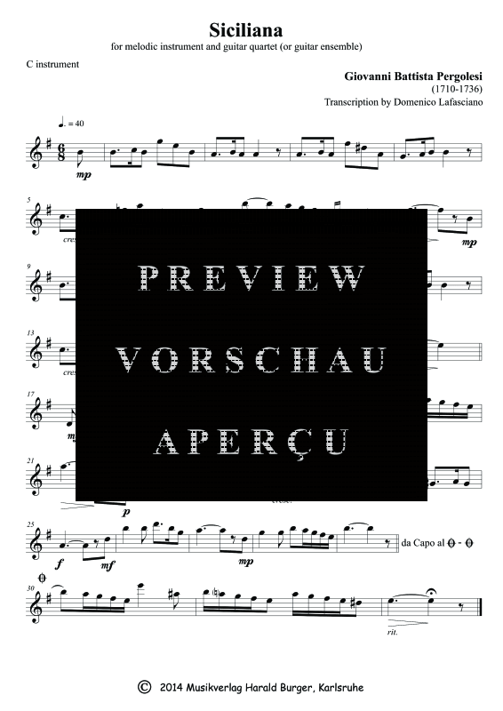 gallery: Siciliana, , Gitarren-Ensemble oder Melodieinstrument und Quartett Gitarre - Einzelstimmen