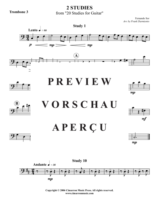 Product gallery: Page 10 of 13 Zwei Studien (1 and 10) , , Trombone Quartet