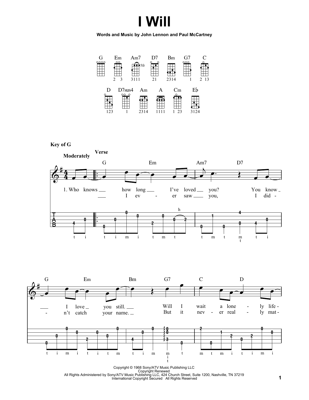 Produktgalerie: Seite 1 von 1 I Will, The Beatles, Banjo