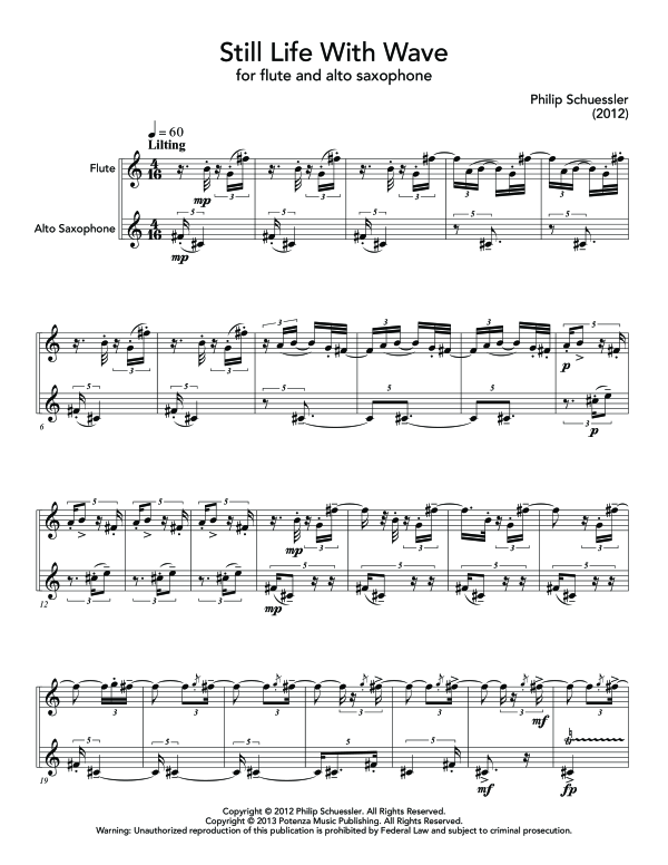 Product gallery: Page 1 of 11 Still Life with Wave, , (woodwind duet flute and alto saxophone)