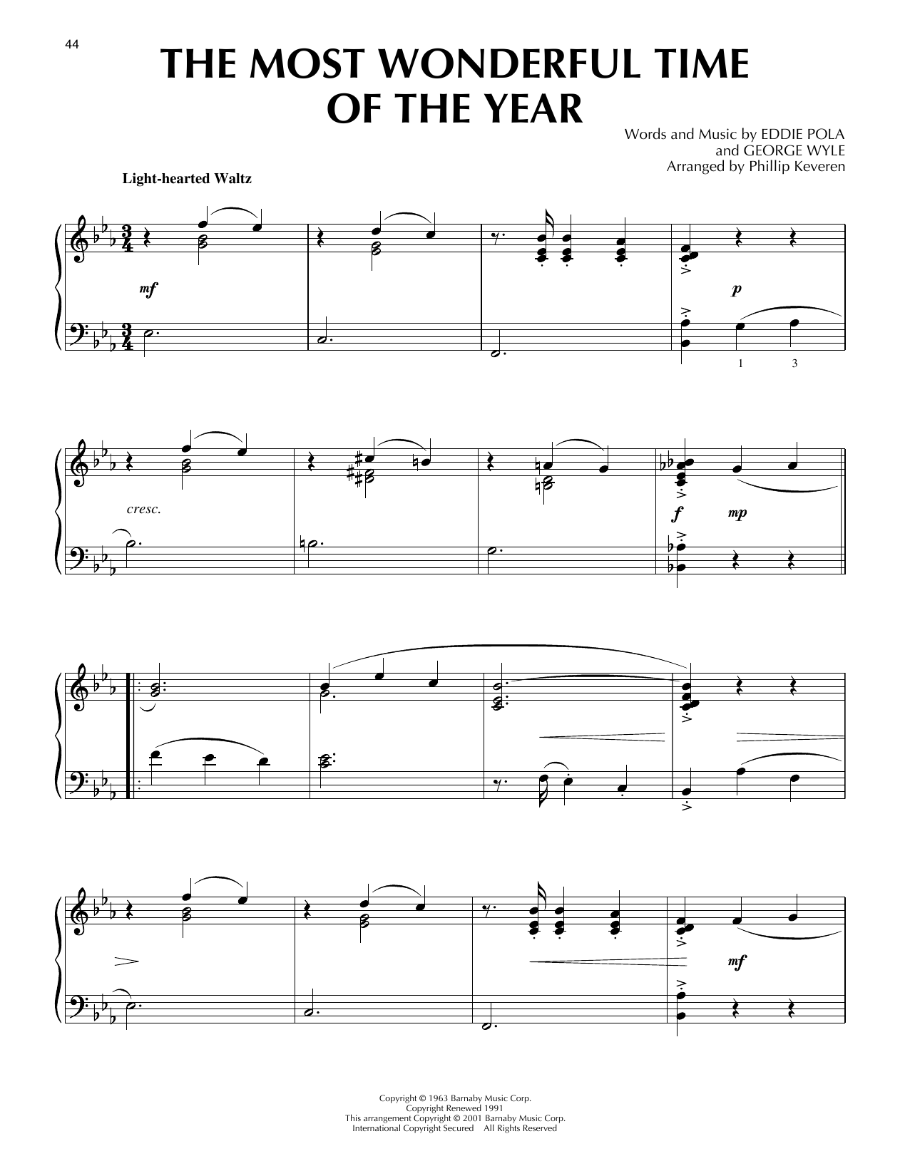 Product picture to: The Most Wonderful Time Of The Year [Jazz version] (arr. Phillip Keveren)