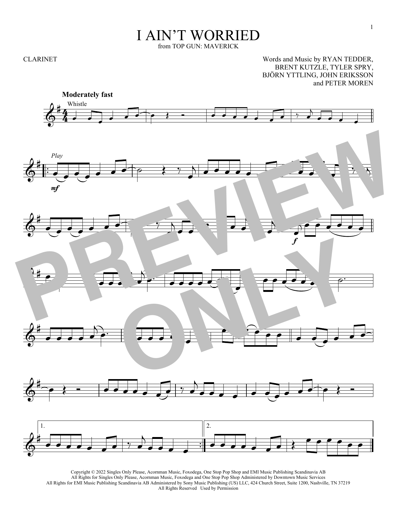 Product gallery: Page 1 of 1 I Ain't Worried (from Top Gun: Maverick), OneRepublic