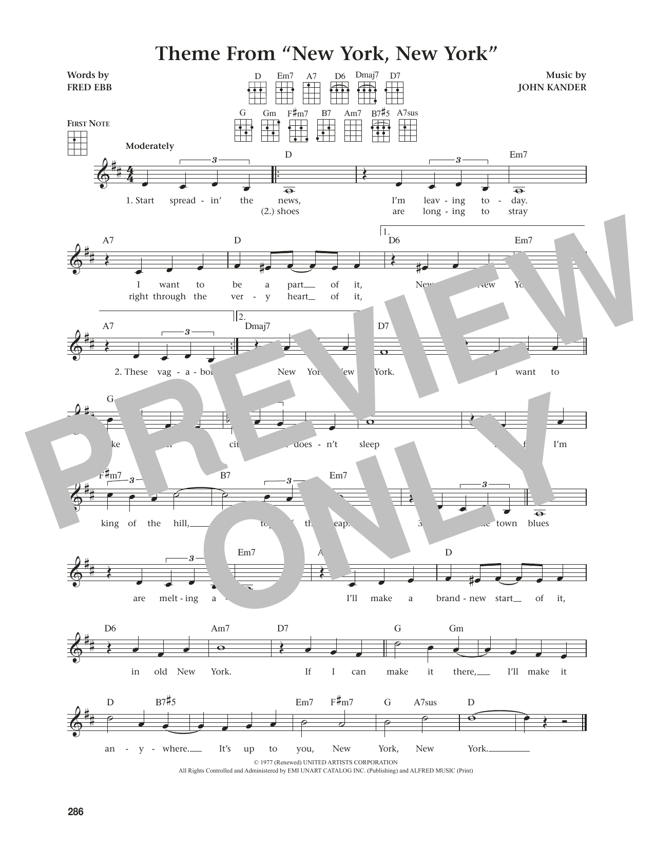 Produktgalerie: Seite 1 von 1 Theme From "New York, New York" (from The Daily Ukulele) (arr. Jim Beloff), Frank Sinatra, Ukulele