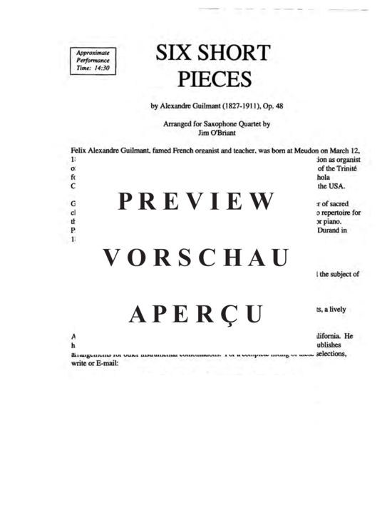gallery: Sechs kurze Stücke, Op. 48 , , (Saxophon Quartett SATB)