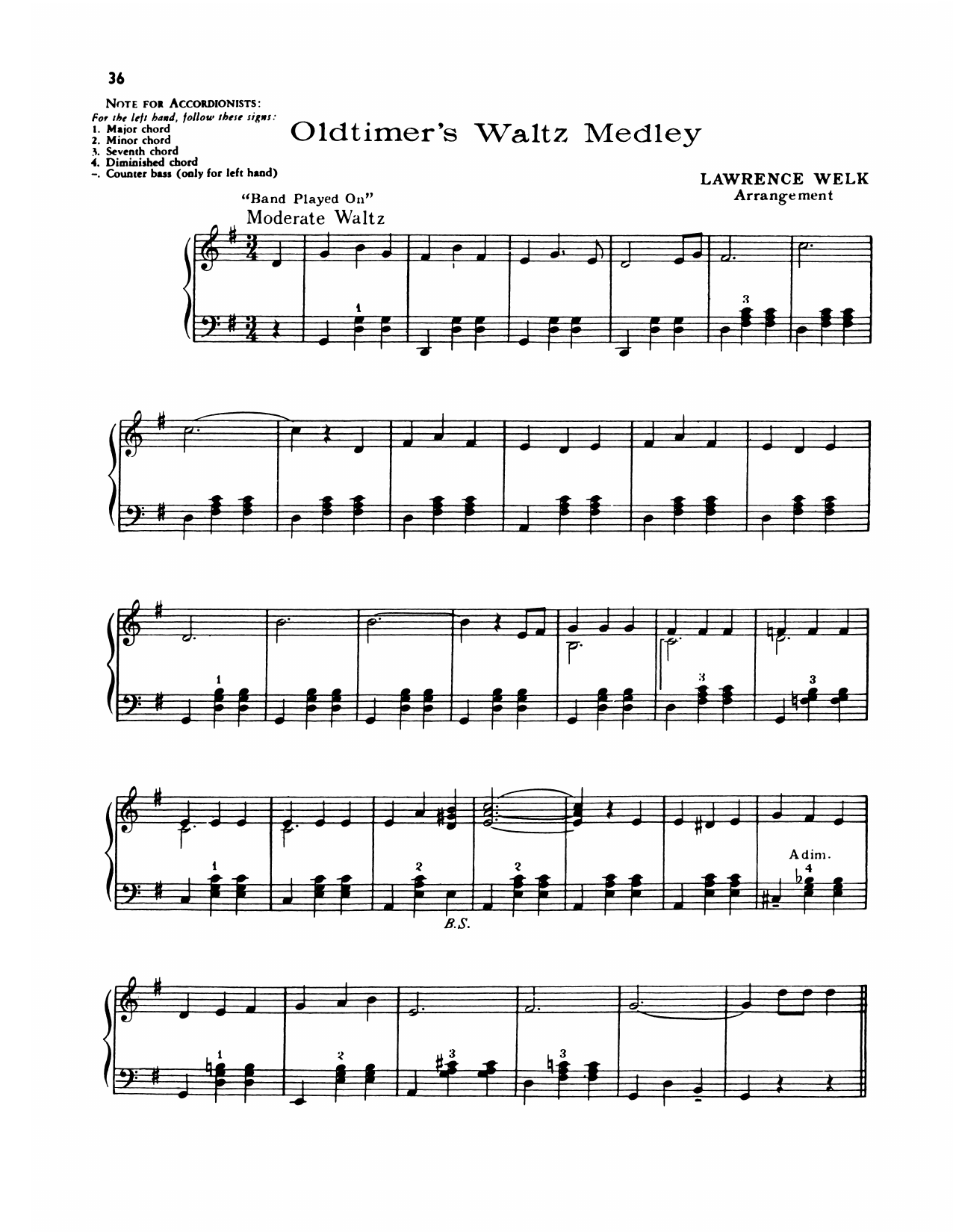Produktgalerie: Seite 1 von 1 Oldtimer's Waltz Medley, Lawrence Welk, Klavier