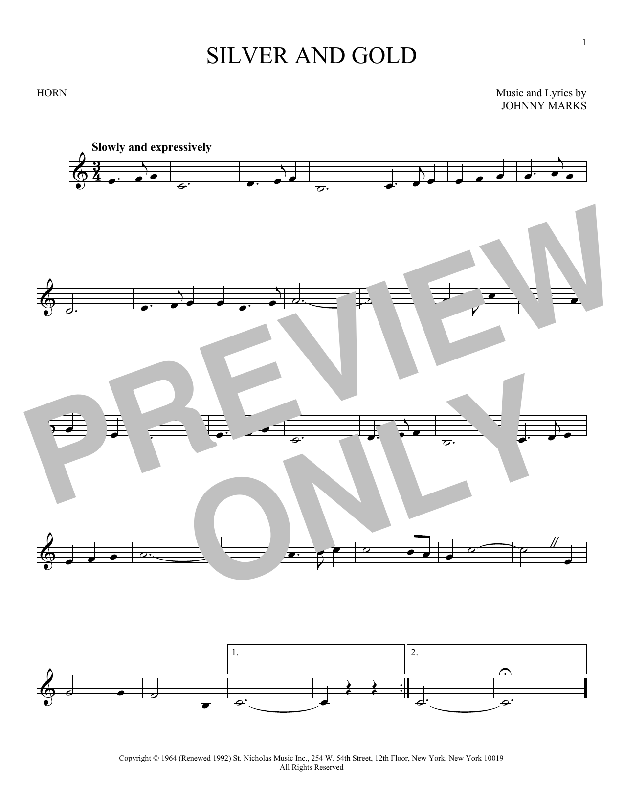 Produktgalerie: Seite 1 von 1 Silver And Gold, Johnny Marks, Horn