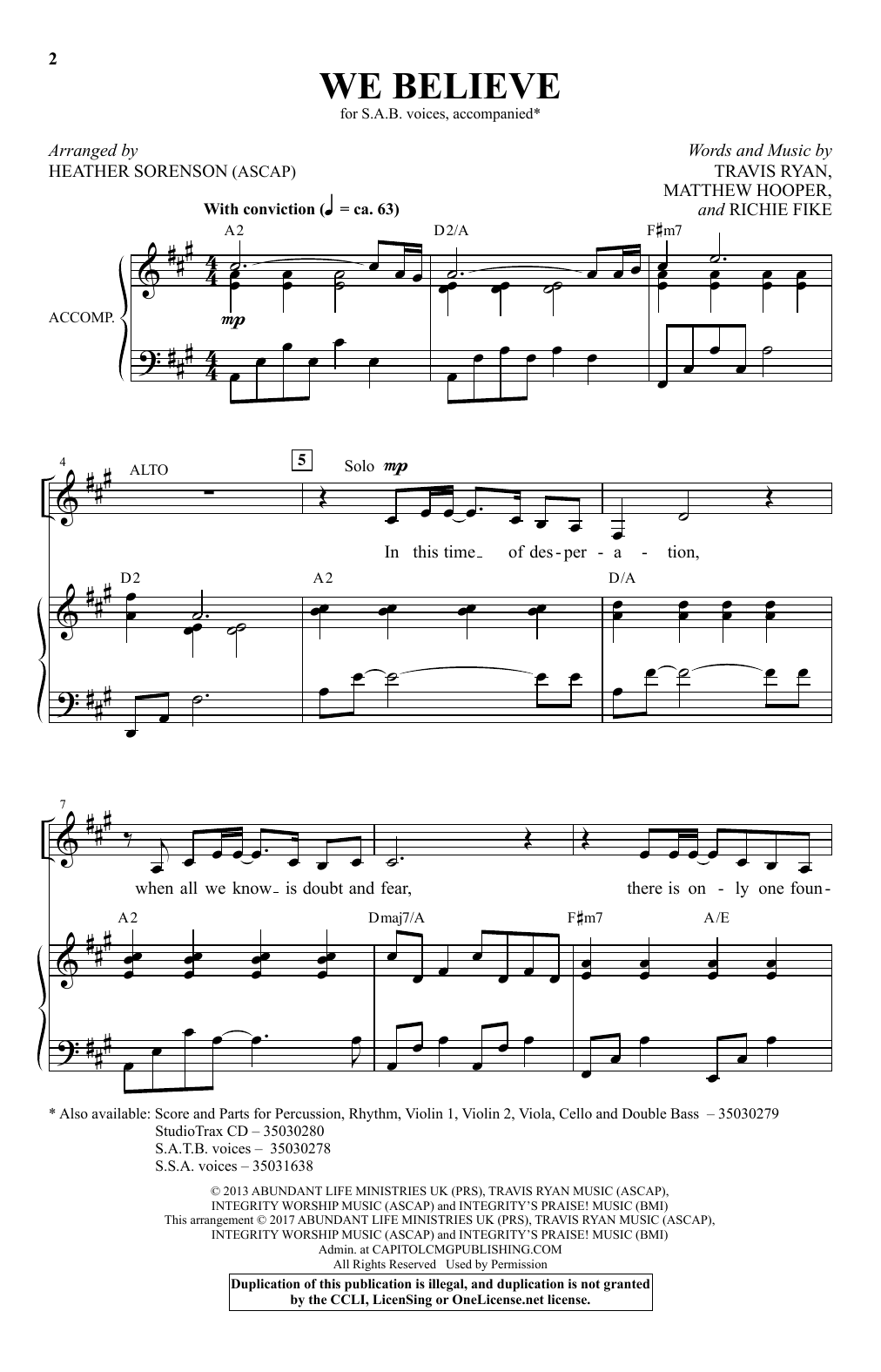 Produktbild zu: We Believe (arr. Heather Sorenson)