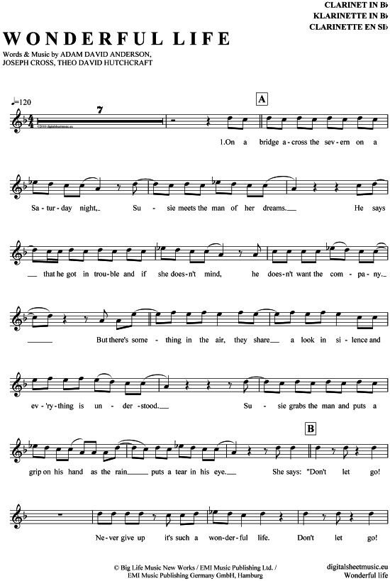 Product gallery: Page 1 of 4 Wonderful life , Hurts, Clarinet in B-flat