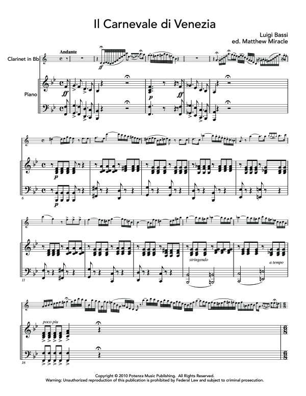 Product gallery: Page 1 of 11 Il Carnevale di Venezia, , (clarinet and piano)