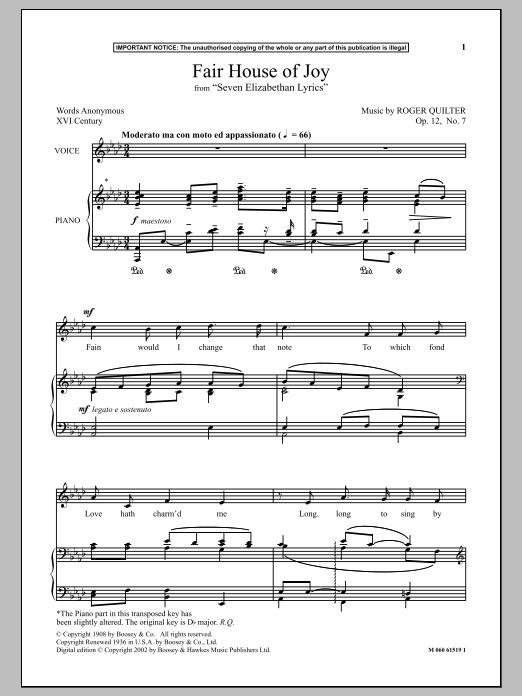 Produktbild zu: Fair House Of Joy (from Seven Elizabethan Lyrics)