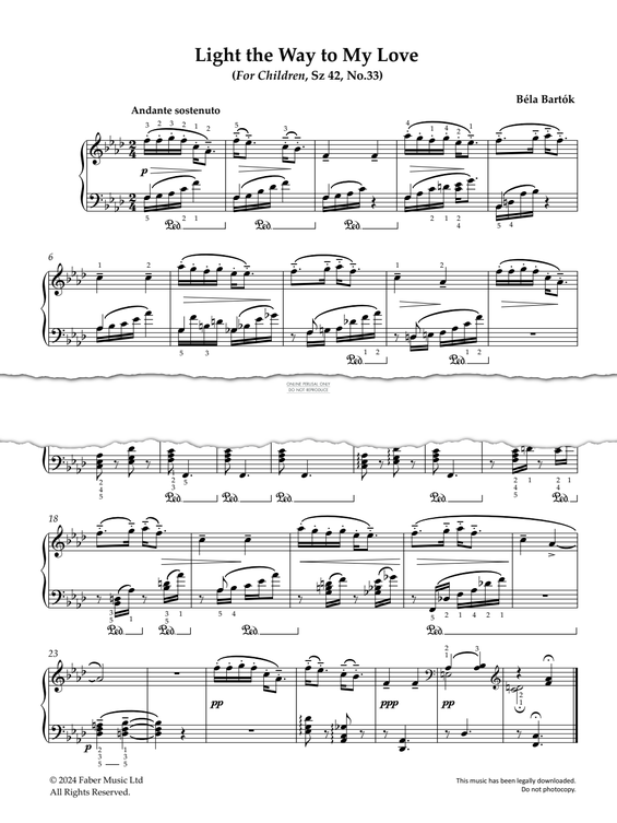 Produktgalerie: Seite 1 von 1 Light the Way to My Love, Sz 42, No.33, Bela Bartok, Klavier