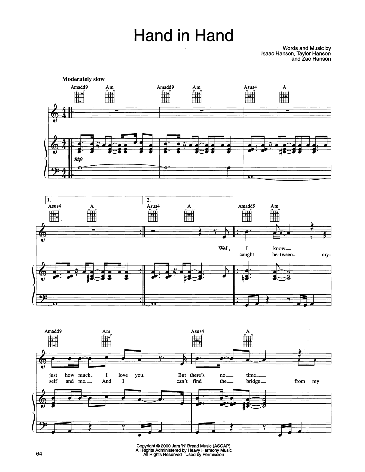 Produktgalerie: Seite 1 von 1 Hand In Hand, Hanson, Gesang, Gitarre, Klavier