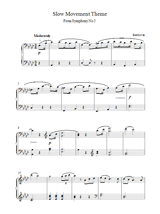 Product gallery: Page 1 of 1 Slow Movement Theme Symphony No.5, Ludwig Van Beethoven