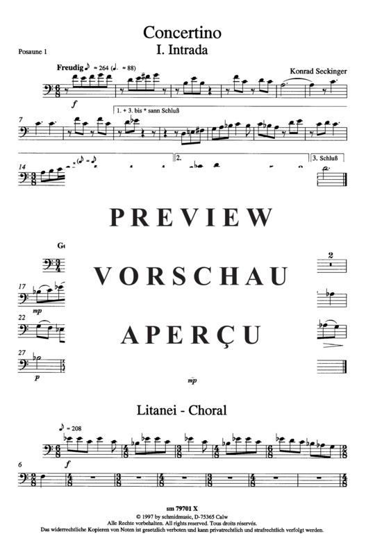 Produktgalerie: Seite 3 von 5 Concertino , , (Blechbläserquintett + Orgel) Posaune 1