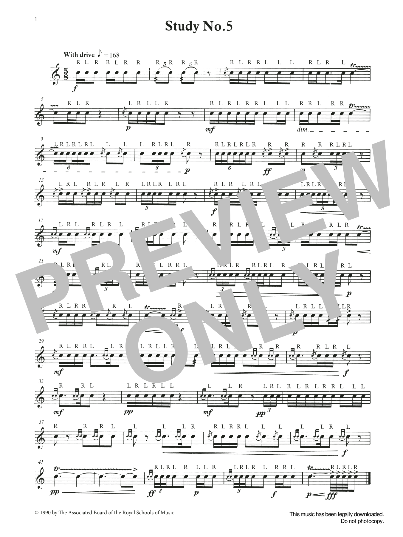 Produktgalerie: Seite 1 von 1 Study No.5 from Graded Music for Snare Drum, Book III, Ian Wright and Kevin Hathaway, Percussion