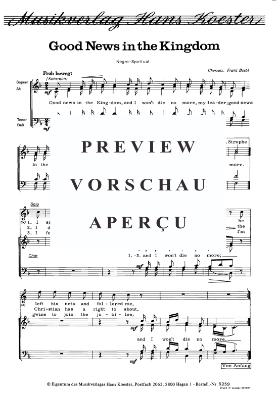 Product picture to: Good News in the Kingdom Negro-Spiritual