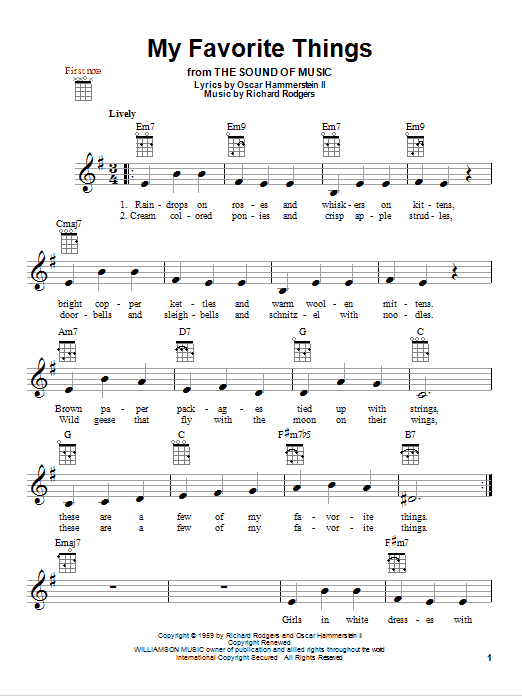 Product gallery: Page 1 of 1 My Favorite Things (from The Sound of Music), Rodgers & Hammerstein