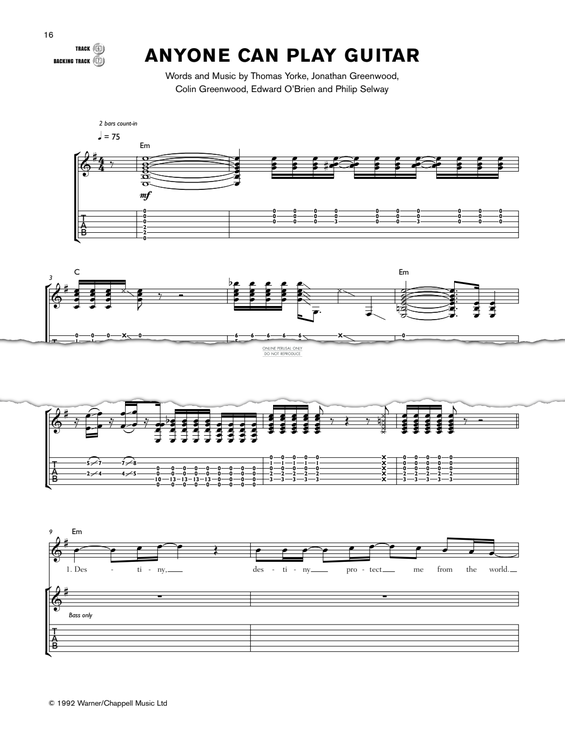 Produktgalerie: Seite 1 von 1 Anyone Can Play Guitar, Radiohead, Gitarre