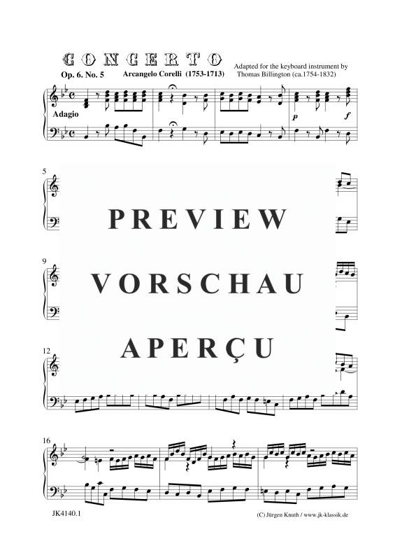 gallery: Concerto Op.6. No.5, , Klavier/Cembalo Solo