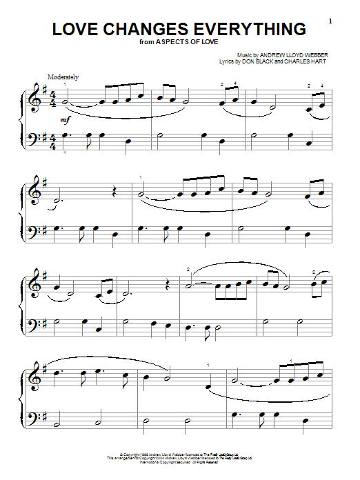 Produktgalerie: Seite 1 von 1 Love Changes Everything (from Aspects Of Love), Andrew Lloyd Webber, Klavier