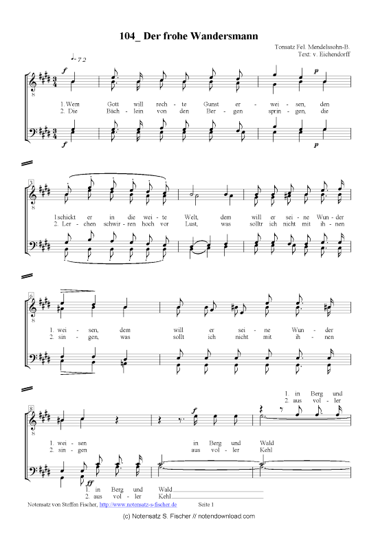 Product picture to: Der frohe Wandersmann  Fel. Mendelssohn-B. / v. Eichendorff 