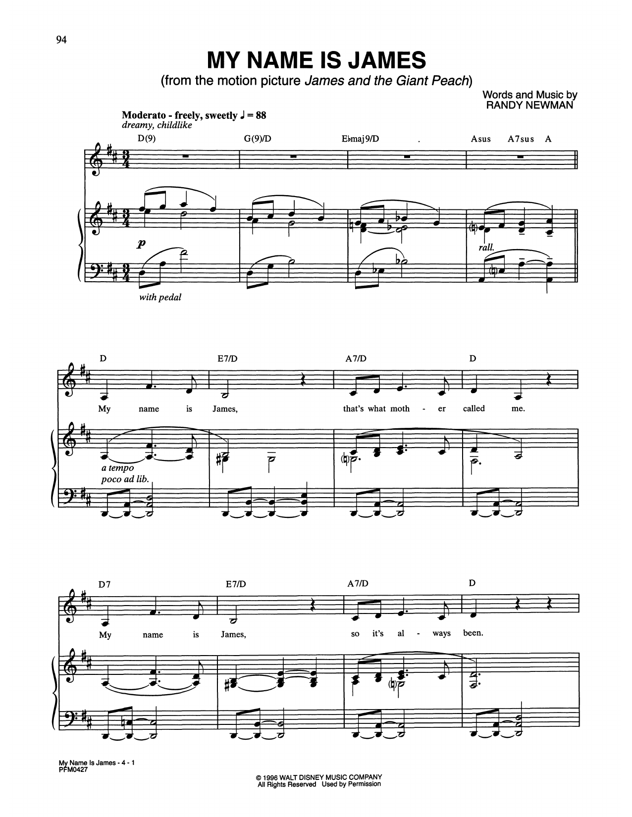 Produktbild zu: My Name Is James (from James and the Giant Peach)