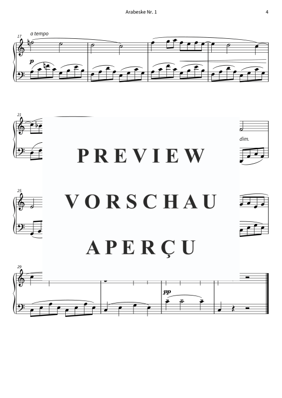 Produktgalerie: Seite 6 von 6 Arabeske - Leicht spielbare Klavierfassung in C-Dur, , Klavier Solo