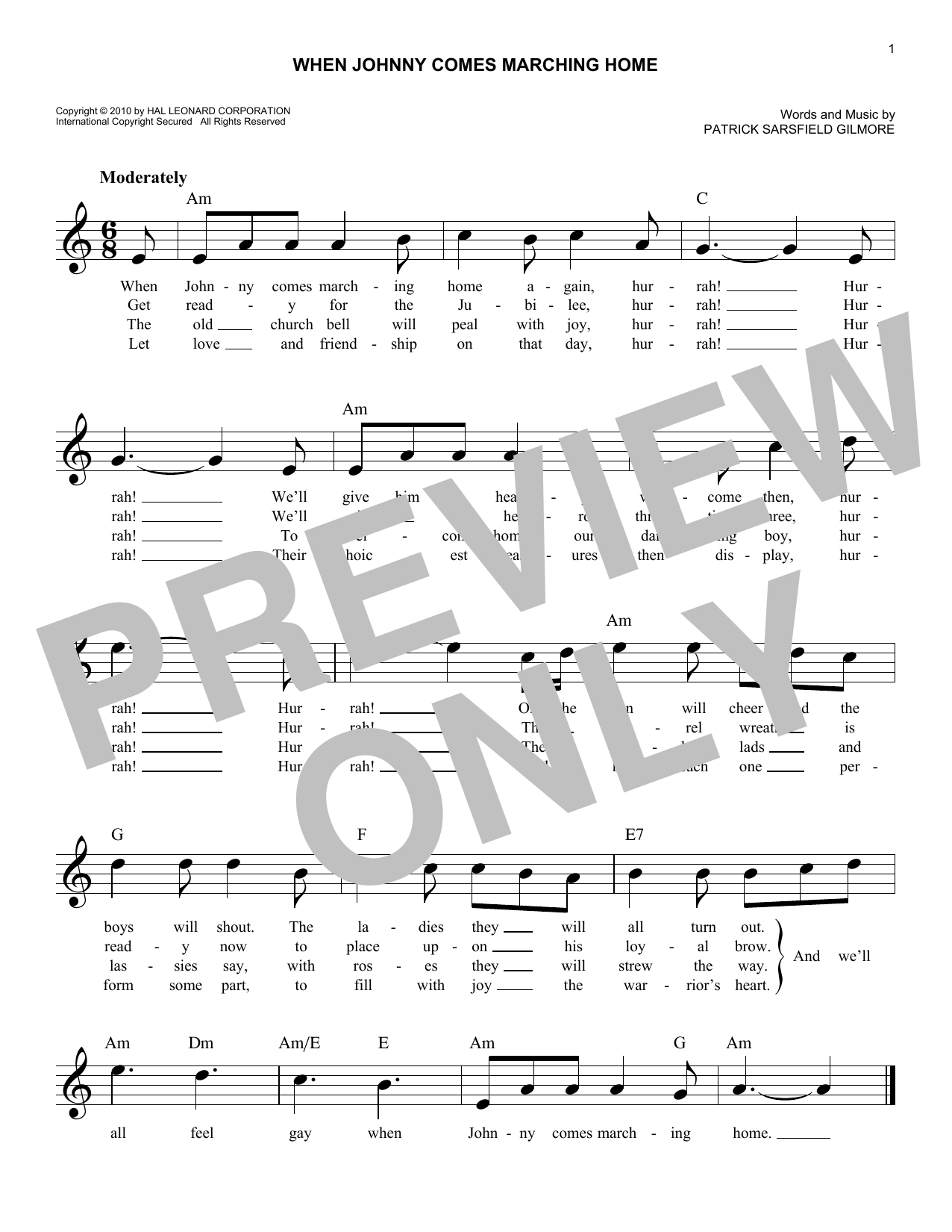 Produktgalerie: Seite 1 von 1 When Johnny Comes Marching Home, Patrick Sarsfield Gilmore