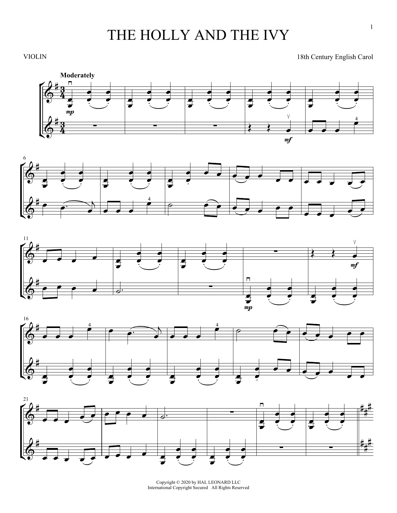 Product gallery: Page 1 of 1 The Holly And The Ivy, 18th Century English Carol