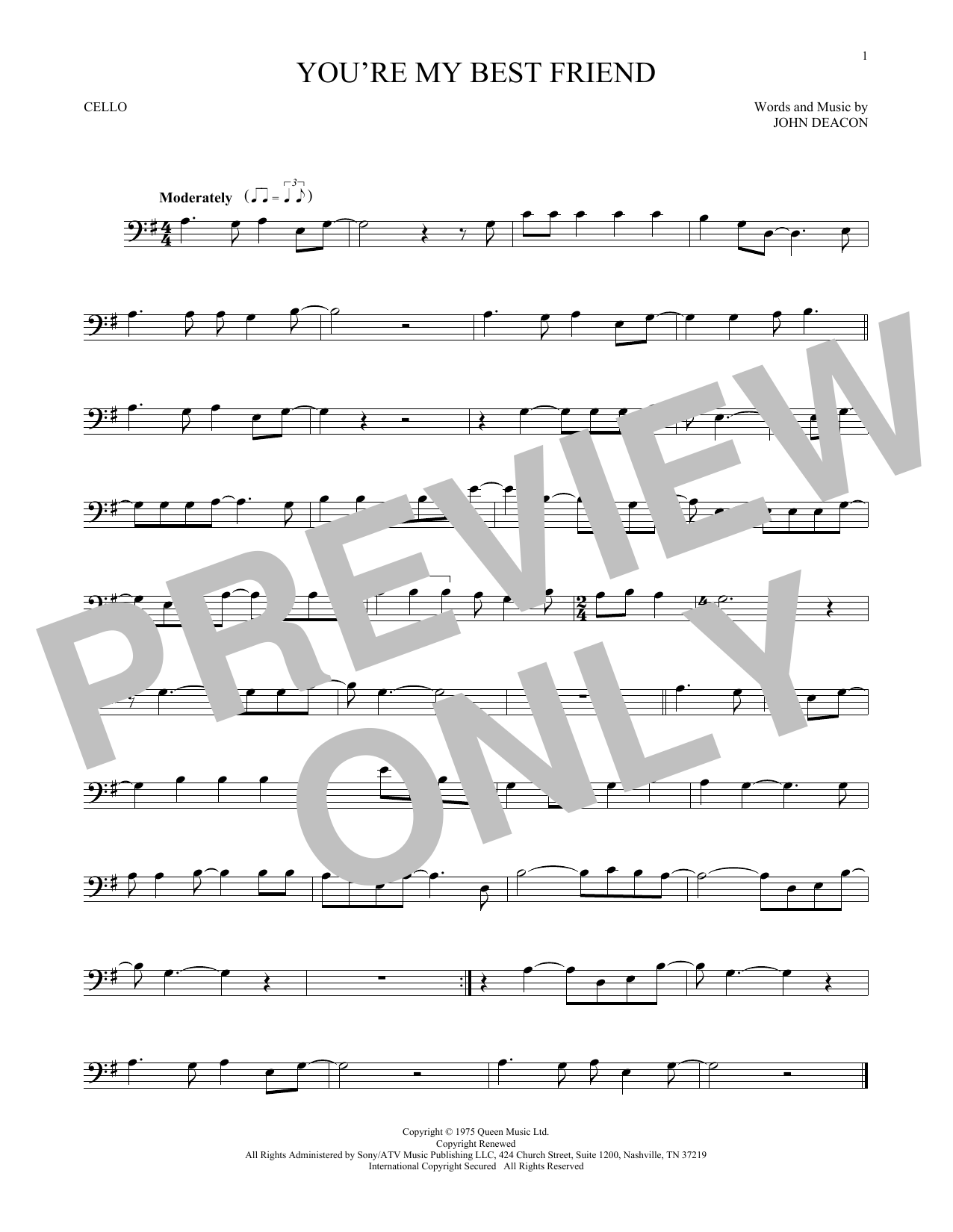 Produktgalerie: Seite 1 von 1 You're My Best Friend, Queen, Violoncello