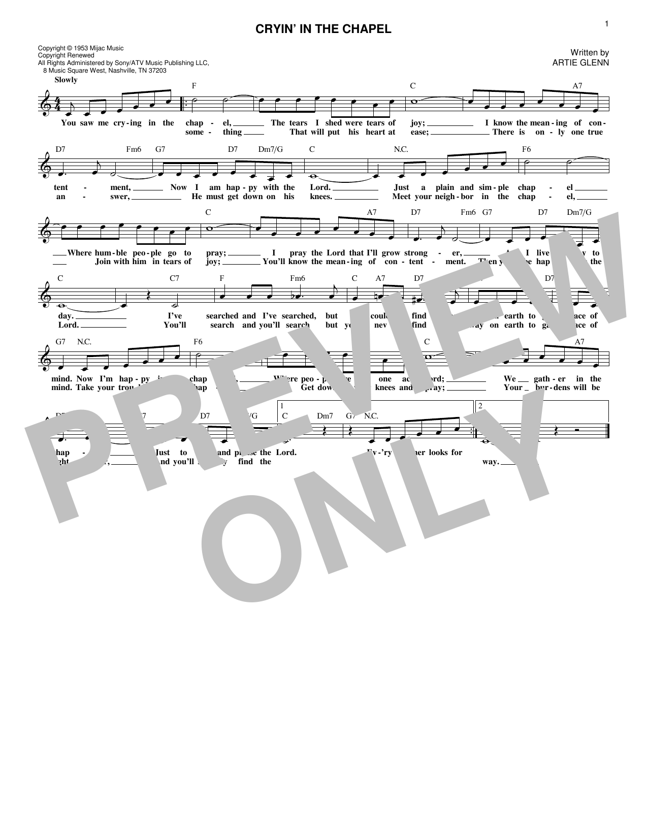 Produktgalerie: Seite 1 von 1 Cryin' In The Chapel, Elvis Presley, Melodieinstrument