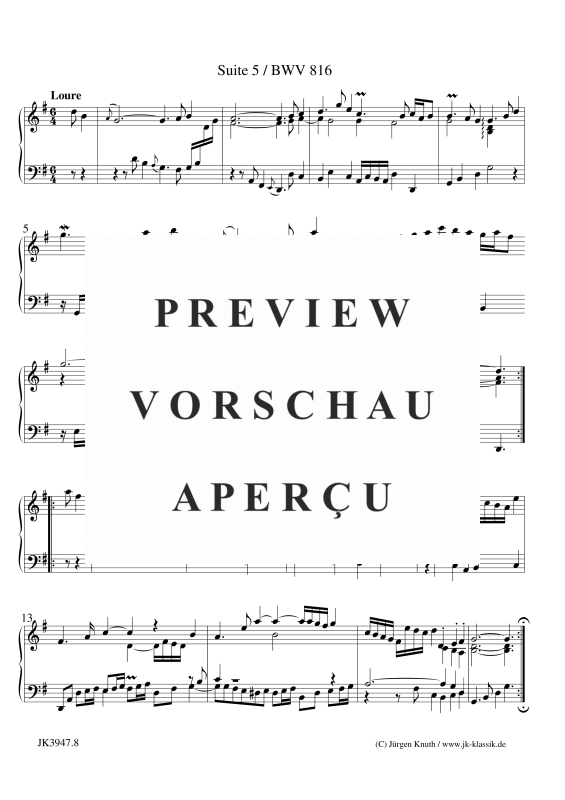 gallery: Suite 5 Französisch BWV 816 Fassung A, , (Klavier Solo)