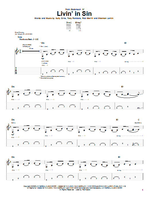 Produktgalerie: Seite 1 von 1 Livin' In Sin, Godsmack, Gitarre