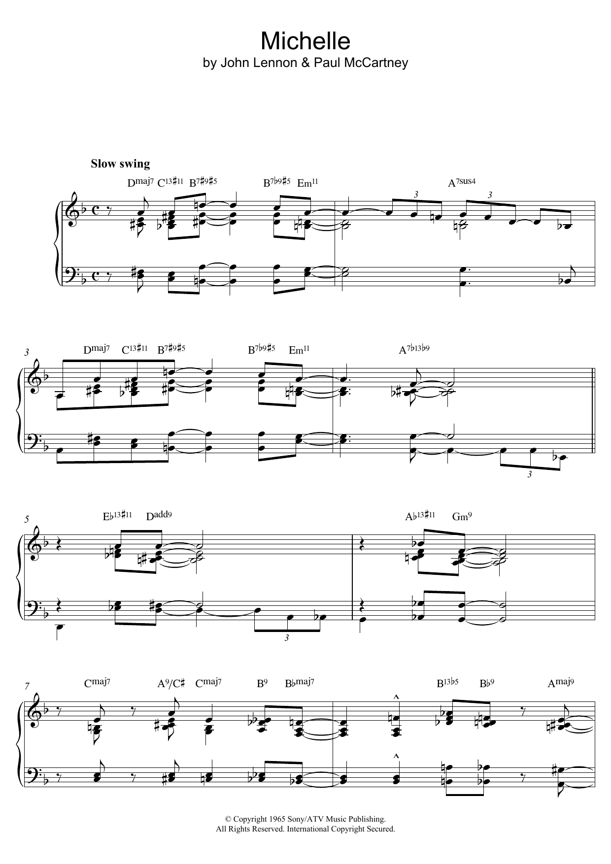Produktgalerie: Seite 1 von 1 Michelle (Jazz version), The Beatles, Klavier
