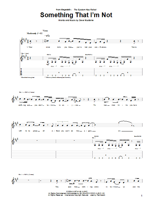 Produktgalerie: Seite 1 von 1 Something I'm Not, Megadeth, Gitarre