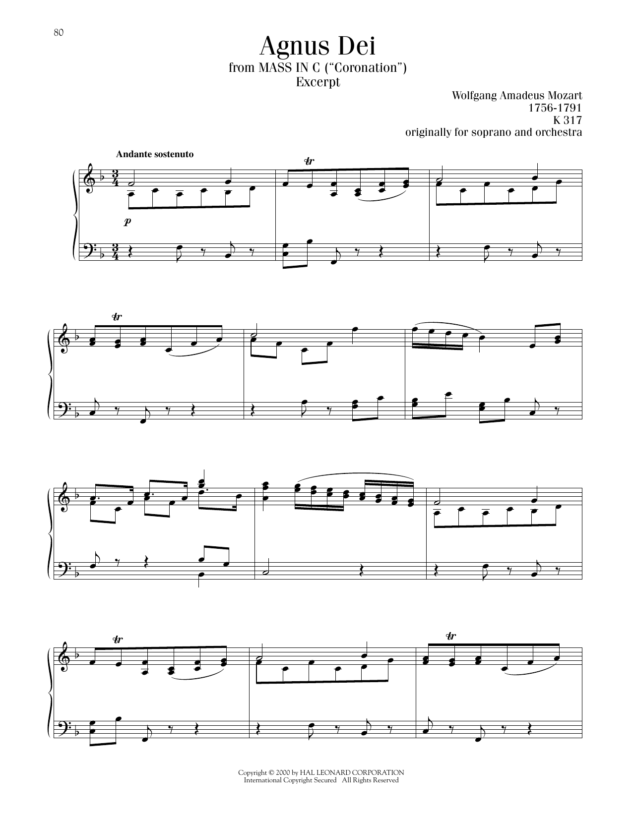 Product gallery: Page 1 of 1 Agnus Dei, Excerpt, Wolfgang Amadeus Mozart